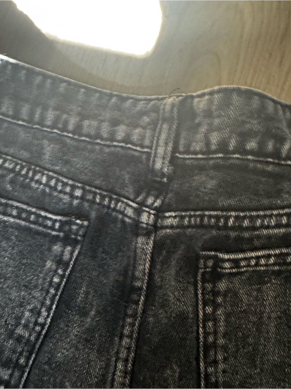 SHEIN Black Washed Denim Mini Skirt with Double Buckle Wrap size medium - Picture 5 of 8